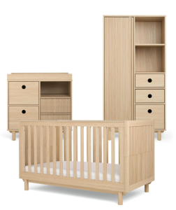 Mamas & Papas Oska Furniture Range "Natural Oak" Cotbed, Narrow Dresser and Wardrobe Set
